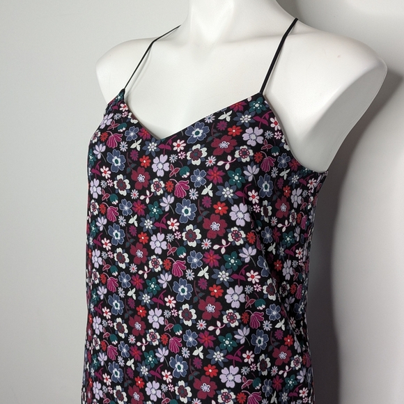 Express Barcelona Black Purple Blue Floral Reversible Cami S - Picture 2 of 6